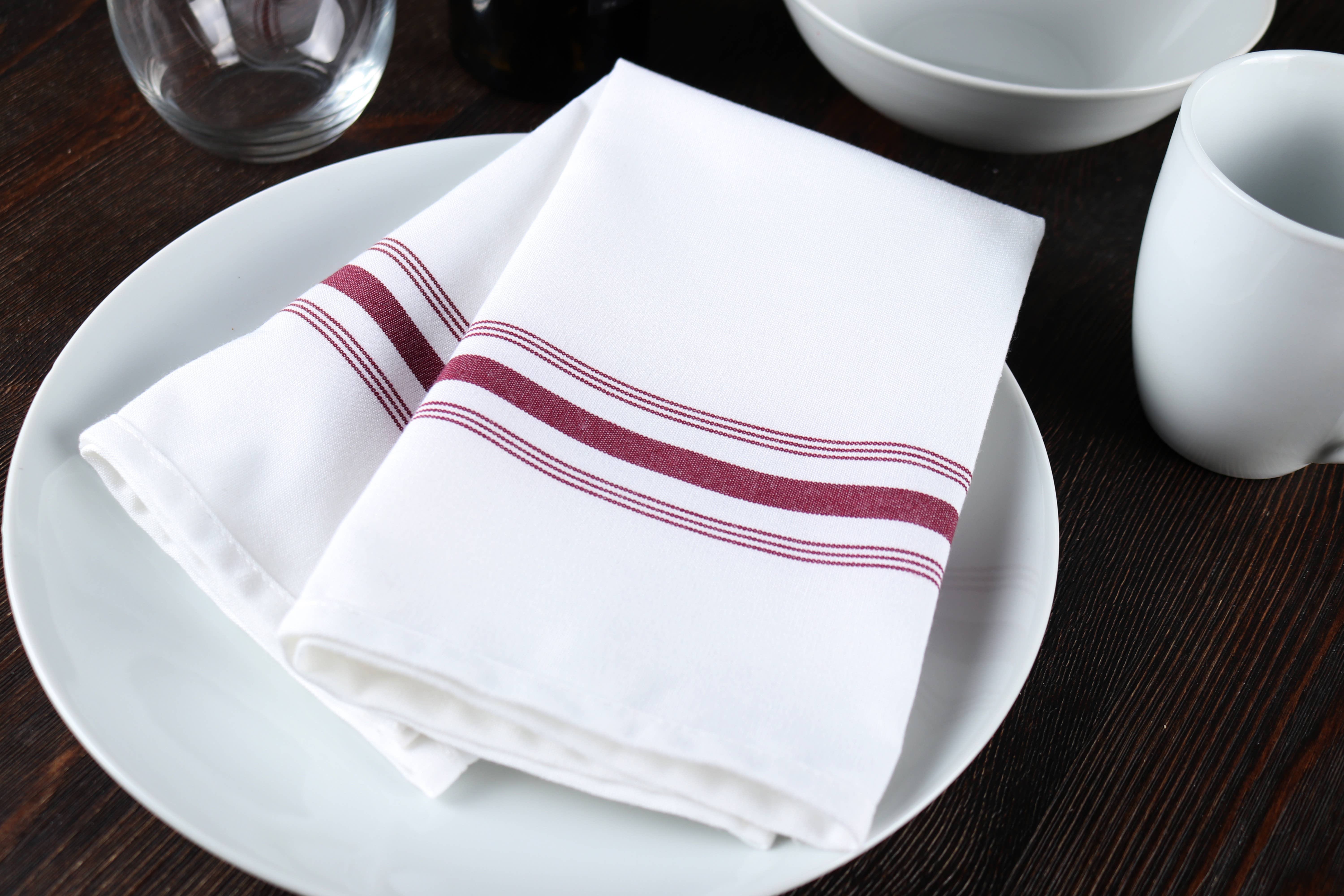 Arkwright Home - Wholesale Dinner & Cloth Napkin - Striped Bistro Napkins (12pk) - Spun Polyester, Colors,18x2210