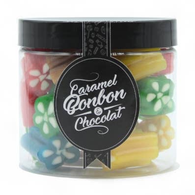 CARAMELLE A BOTTE MULTICOLORE - scatola da 6 vasetti da 125g per la vendita all'ingrosso da parte di ADG Diffusion