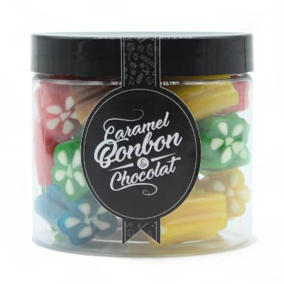 MEHRFARBIGE FASSBONBONS - Packung mit 6 Gläsern à 125 g für den Großhandel von ADG Diffusion