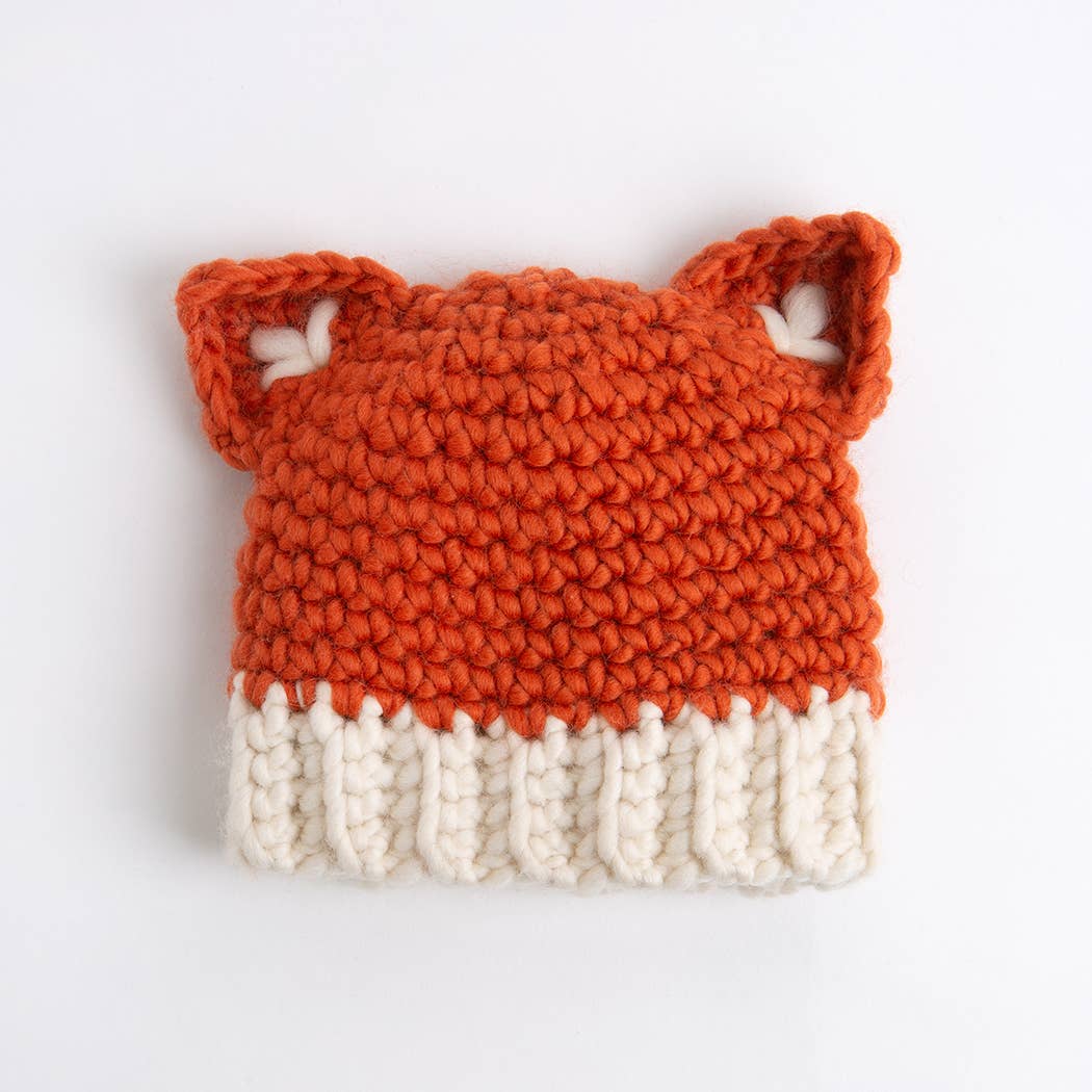 Wool Couture Company - Wholesale Doe-het-zelf-knutselset - Eenvoudig haakpakket met vossenhoed voor baby's/kinderen1