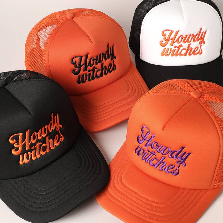 Howdy Witches Embroidered Mesh Back Trucker Hat for wholesale by Fashion City