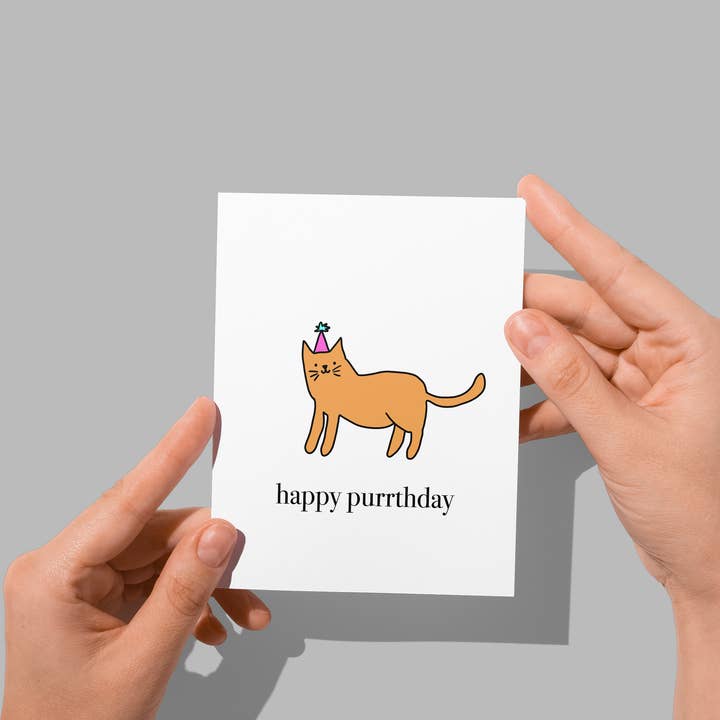 Tarjeta de felicitación Punny & Cute - Happy Purrrthday para venta al por mayor de Eastern Trend