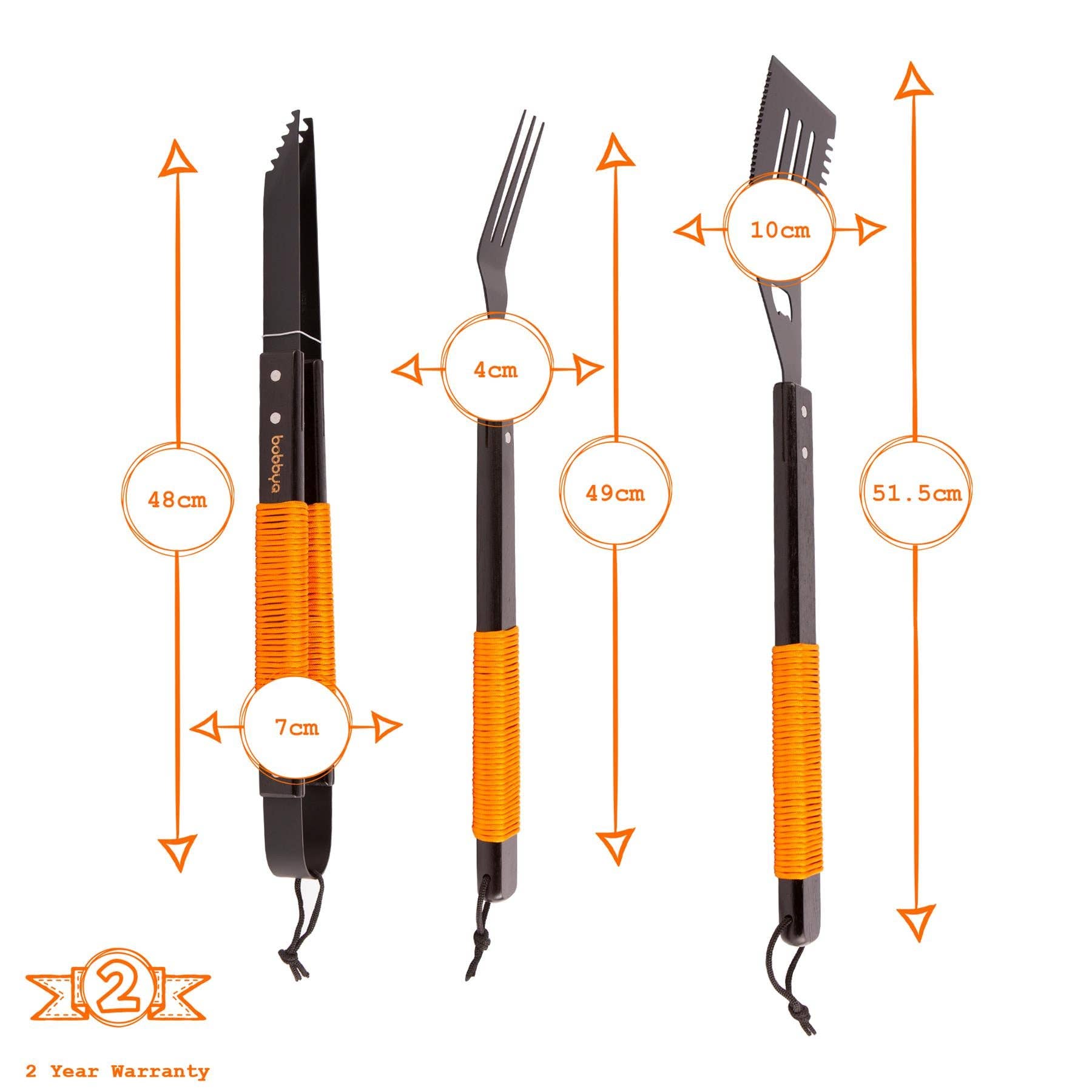 Rinkit Ltd - Wholesale Outdoor Grill Tools - 3pc Wooden BBQ Tool Set - By BobbyQ6