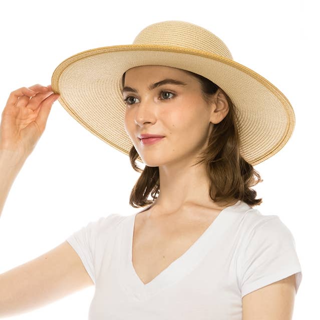 Gorro de sol de ala ancha para mujer con cadena de caparazón de tortuga para venta al por mayor de DNMC