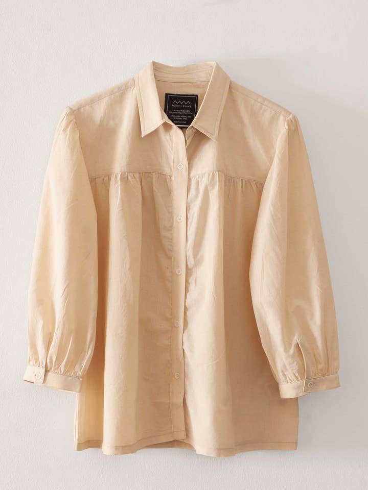 Cream Organic Cotton Natural Dyed Blouse for wholesale by Point To Point