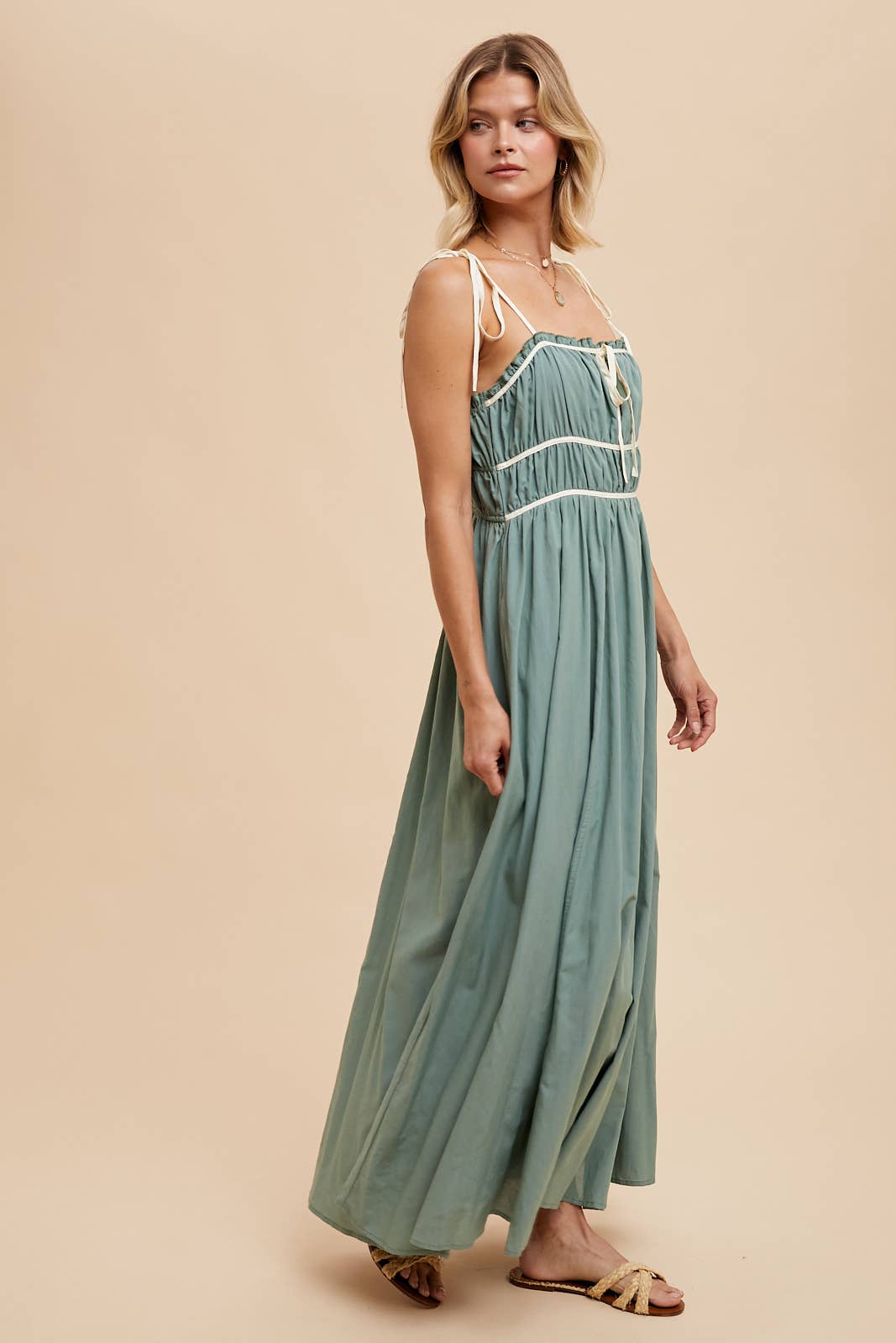 In Loom - Wholesale Dress - Women's - COTTON BLEND CONTRAST TRIM MAXI DRESS4