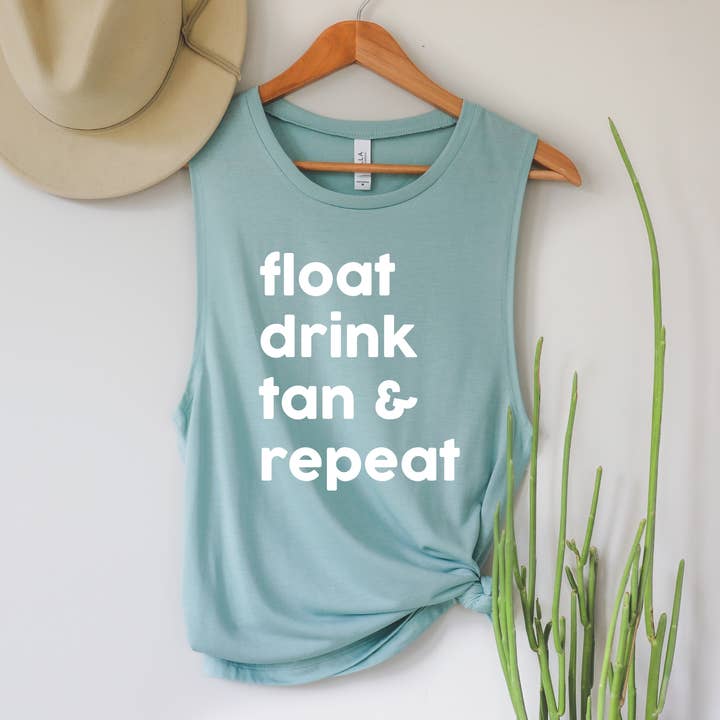 Makayla Grace - Wholesale Tank top – Women′s - Float drink tan repeat , women's muscle tank1