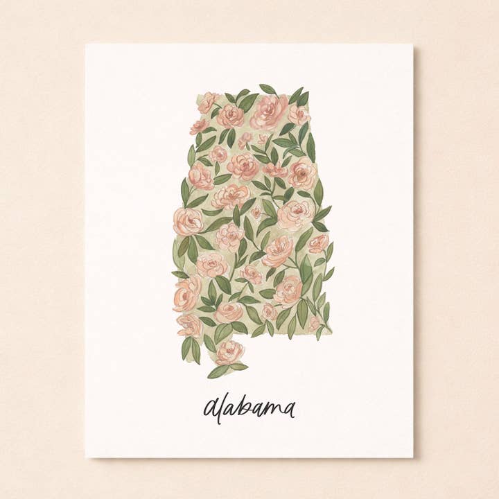 Alabama Camellia State Flower | Watercolor Art Print for wholesale by Coley Kuyper Art