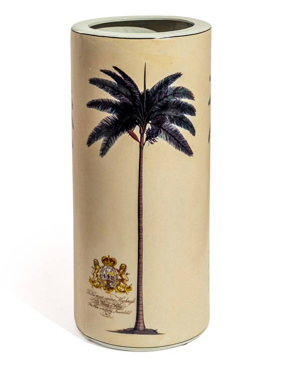McGowan & Rutherford Ltd - Wholesale Umbrella Stand - Ceramic Lithograph Palm Tree w/ Royal Seal Umbrella Stand0