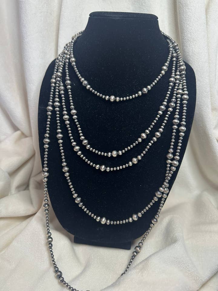 Collana con perline in argento sterling graduate da 4-8 mm - stile navajo - crea la tua per la vendita all'ingrosso da parte di BDN Boutique
