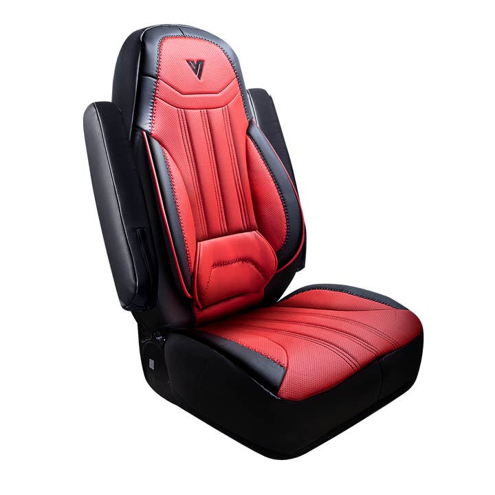 Leather Truck Seat Cover – Black / Red for wholesale by V-TRUCK CORP