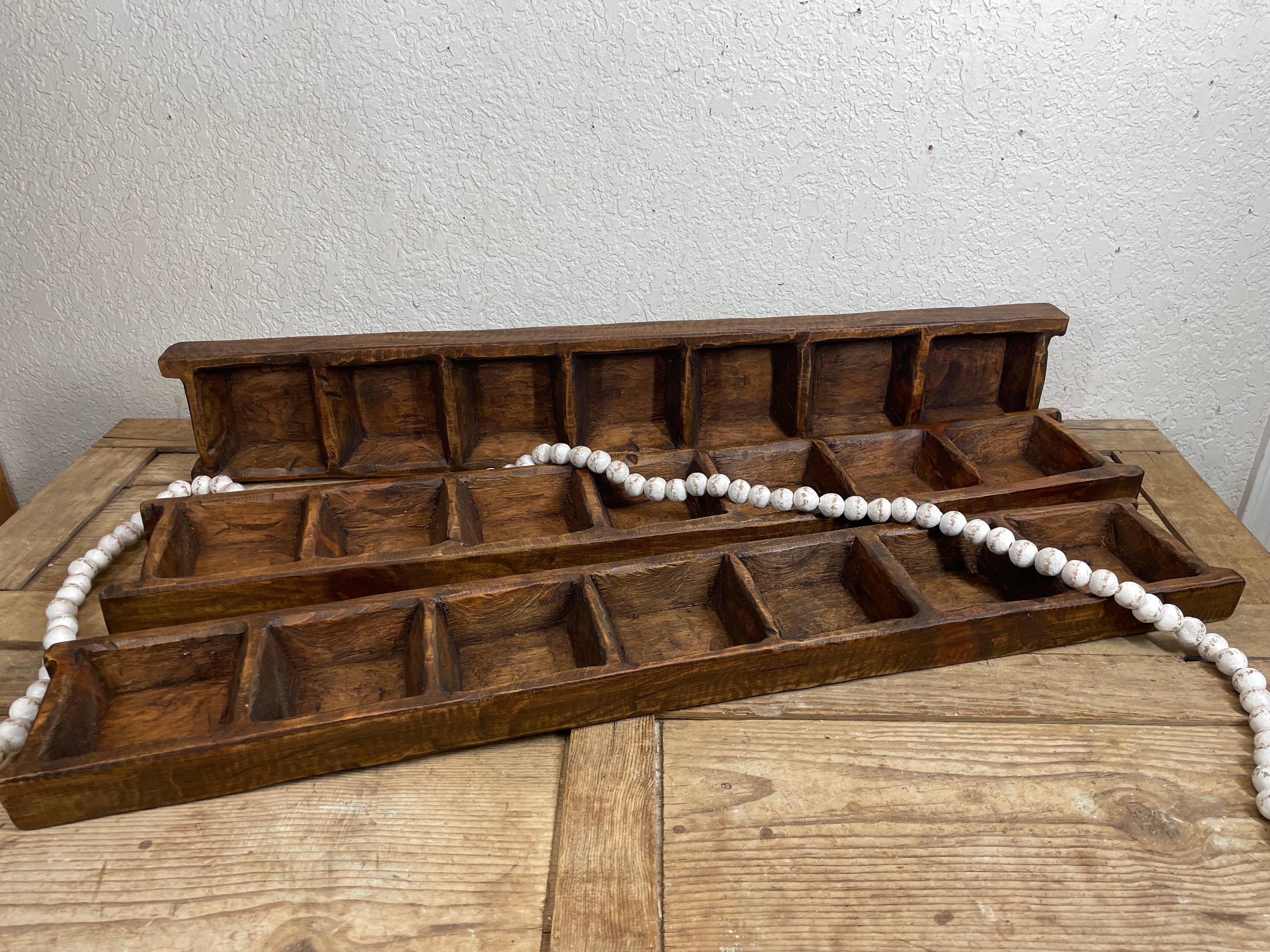 My Amigos Imports – wholesale Decorative plate/dish/bowl – Brazos Long Ladder Dough Bowl-6x39-Waxed-7 Compartments3