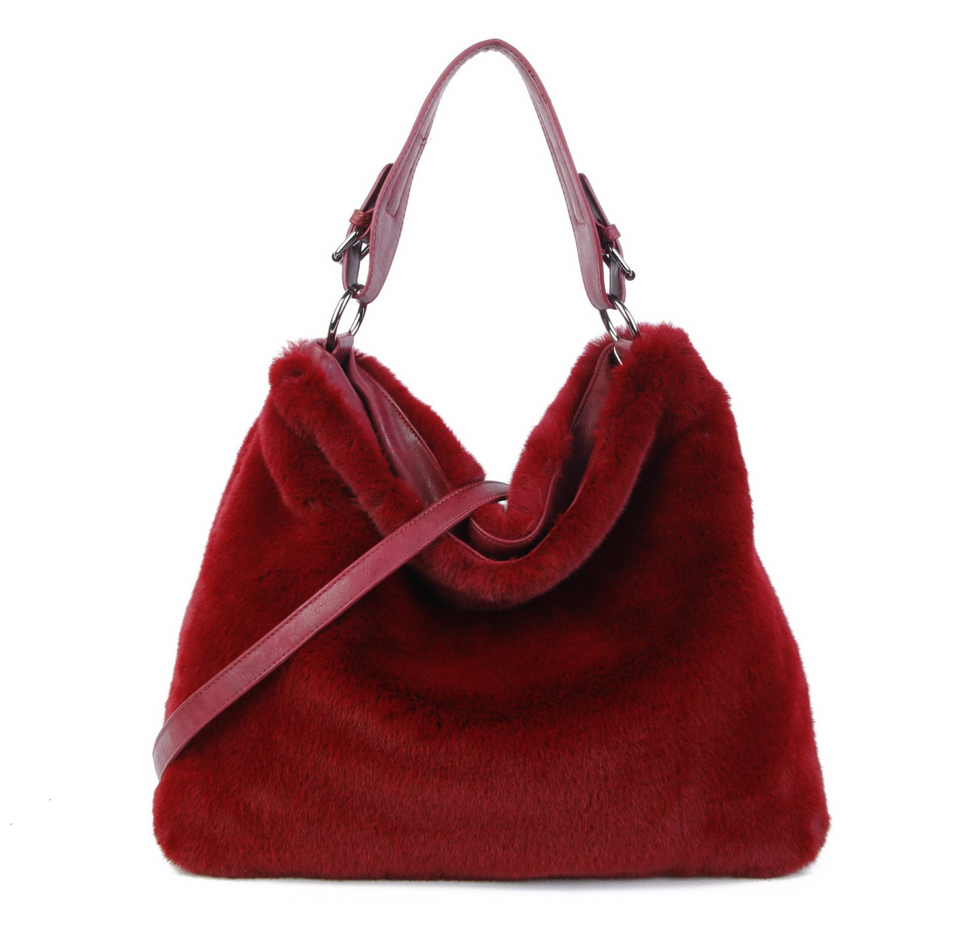 Papaya Fashion Ltd – wholesale Shoulder bag – women's – HF170433-Top handle faux fur handbag with top zip closure8