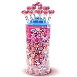 LS GROUP - Vente Sucettes - Sucettes à la cerise avec chewing gum tutti frutti 7g