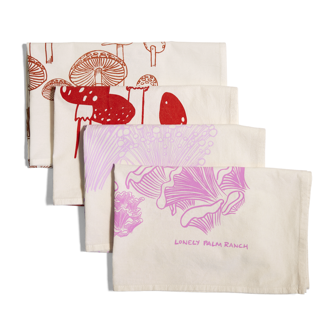 Lonely Palm Ranch - Wholesale Tea Towel - Red Mushroom 28" Tea Towel - Silkscreened 100% Cotton2