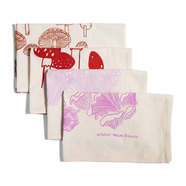 Lonely Palm Ranch - Wholesale Tea Towel - Red Mushroom 28" Tea Towel - Silkscreened 100% Cotton2