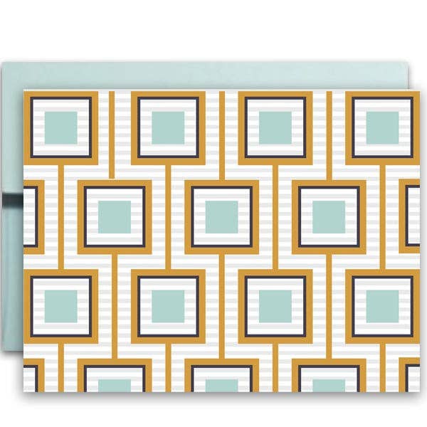 Squares Unaligned Mid Century Modern Boxed Notecards for wholesale by Mod Lounge Paper Company
