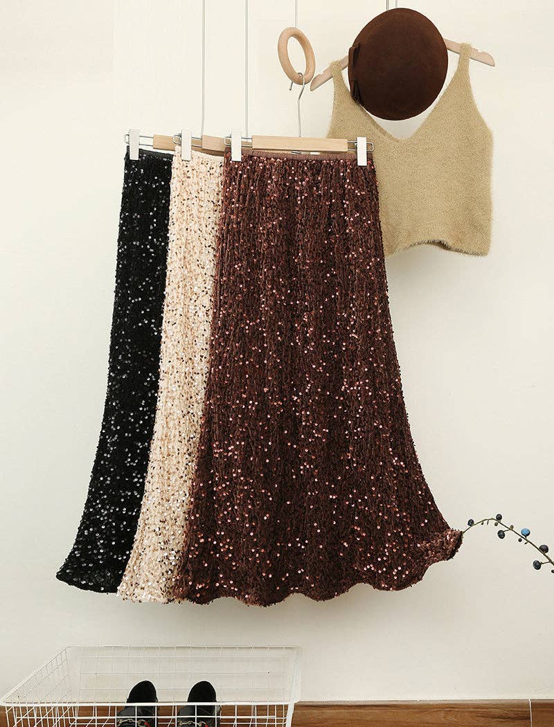 safistyle - Wholesale Skirt - Women's - High-Waist Sequin Midi Skirt5