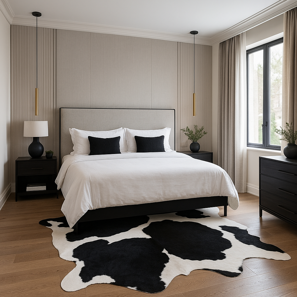 Rodeo – wholesale Area rug – Black and white cowhide rug western rug for western home 4