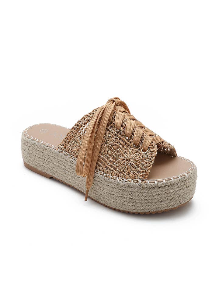 Joia Paris - Wholesale Sandals - Women's - Lace-up woven platform espadrille sandals H8-8869