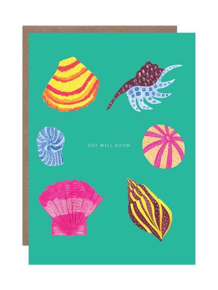 Carte de vœux « Sea Shells » Get Well Soon pour la vente par Hutch Cassidy (Greetings Cards and Paper Goods)