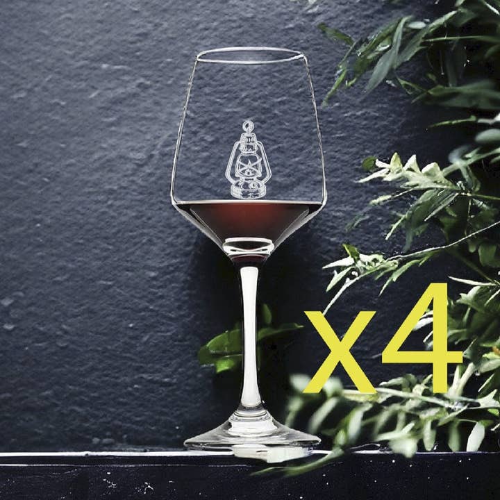 Copos de Vinho Estilo Lâmpada a Querosene 12oz Conjunto Premium de 4 Peças por atacado de Texan Customs