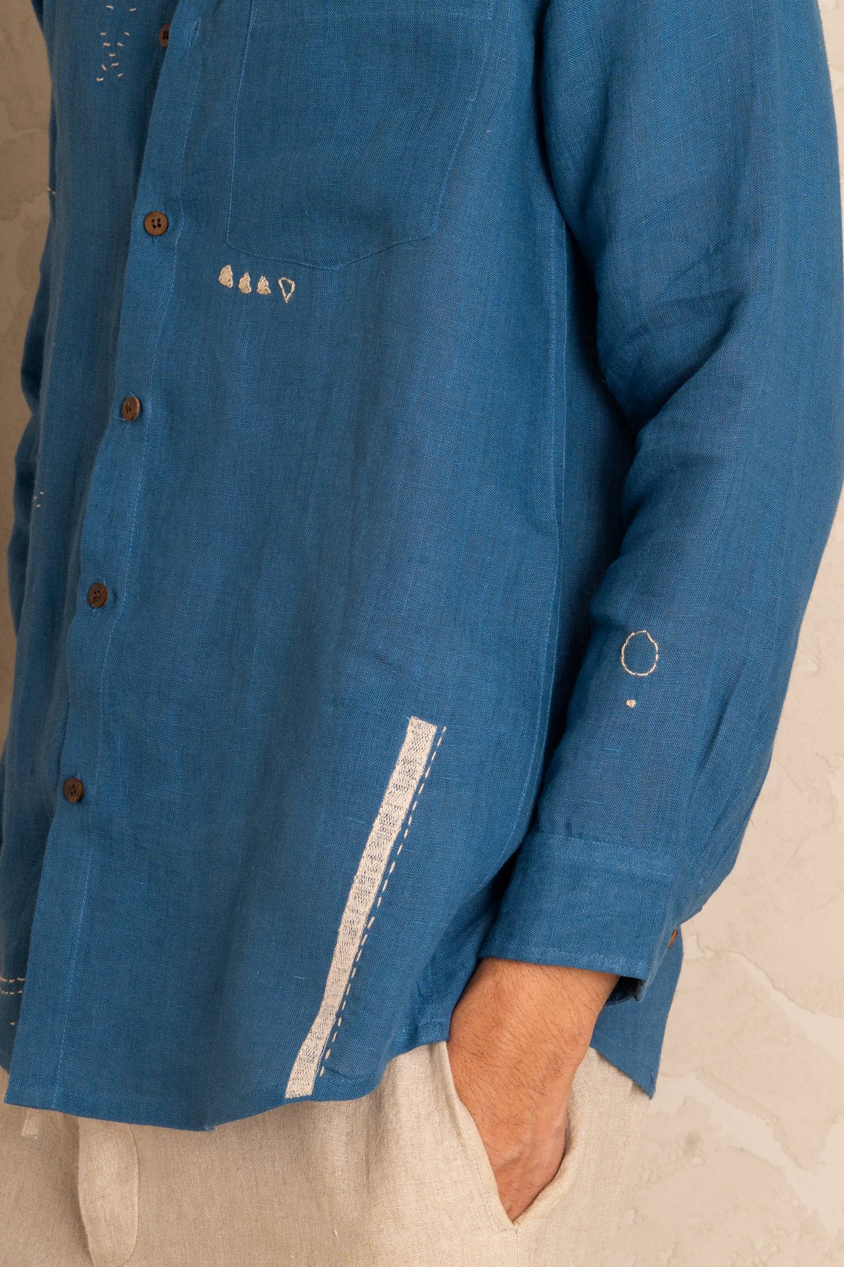 Pacific Blue Linen Ethan Shirt for wholesale on Faire2