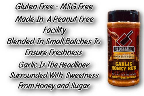 Butcher BBQ Inc - Wholesale Rub - Honey Rub Garlic Flavor- Sweet Honey with Rich Garlic Taste1