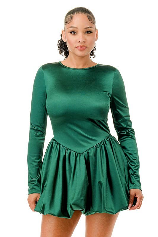 Namatt Design – Vestido - Mulher por atacado – Mini vestido regular com gola redonda e manga comprida com bolha6