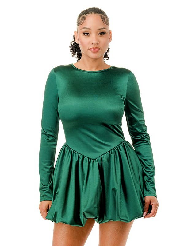 Namatt Design – Vestido - Mulher por atacado – Mini vestido regular com gola redonda e manga comprida com bolha6