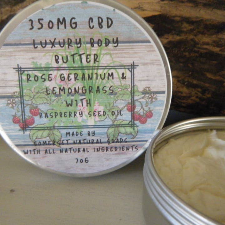 Rose Geranium & Lemongrass Luxury CBD Body Butter for wholesale by somerset natural soaps
