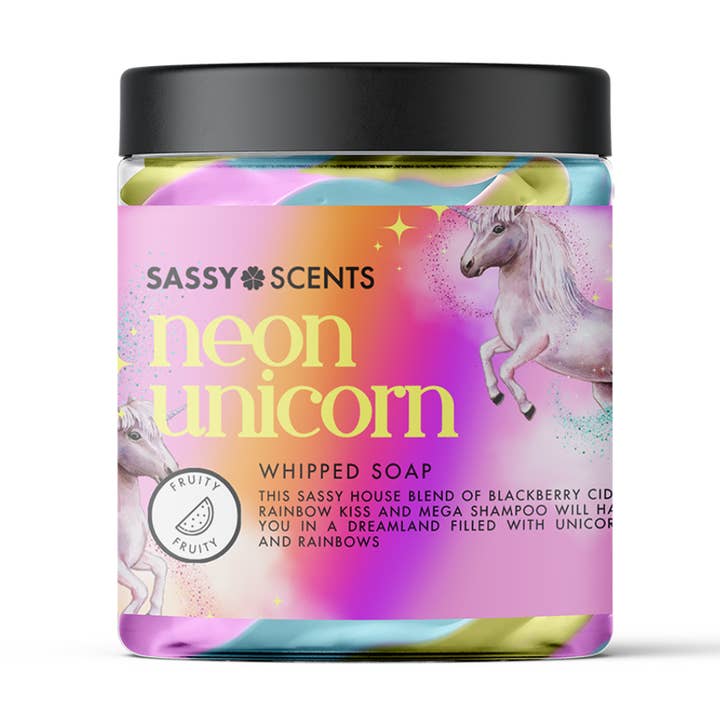 Neon Unicorn Whipped Soap for wholesale by Sassy Scents