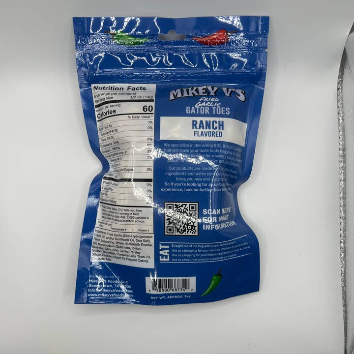Mikey V's Foods – wholesale Chips – Gator Toes (friterad vitlök) - Ranch