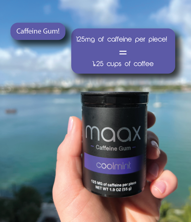 Maax Caffeine Gum - Wholesale Chewing Gum - Maax Caffeine Gum | 125mg per piece | 25 pieces per bottle6
