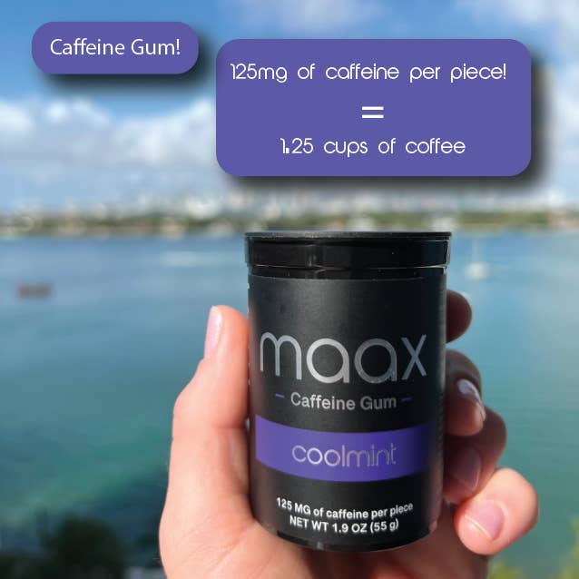 Maax Caffeine Gum - Wholesale Chewing Gum - Maax Caffeine Gum | 125mg per piece | 25 pieces per bottle6