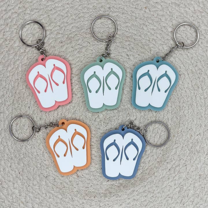 Flip Flops Double-Layer Acrylic Coastal Keychain for wholesale by The Cottonseed Marketplace