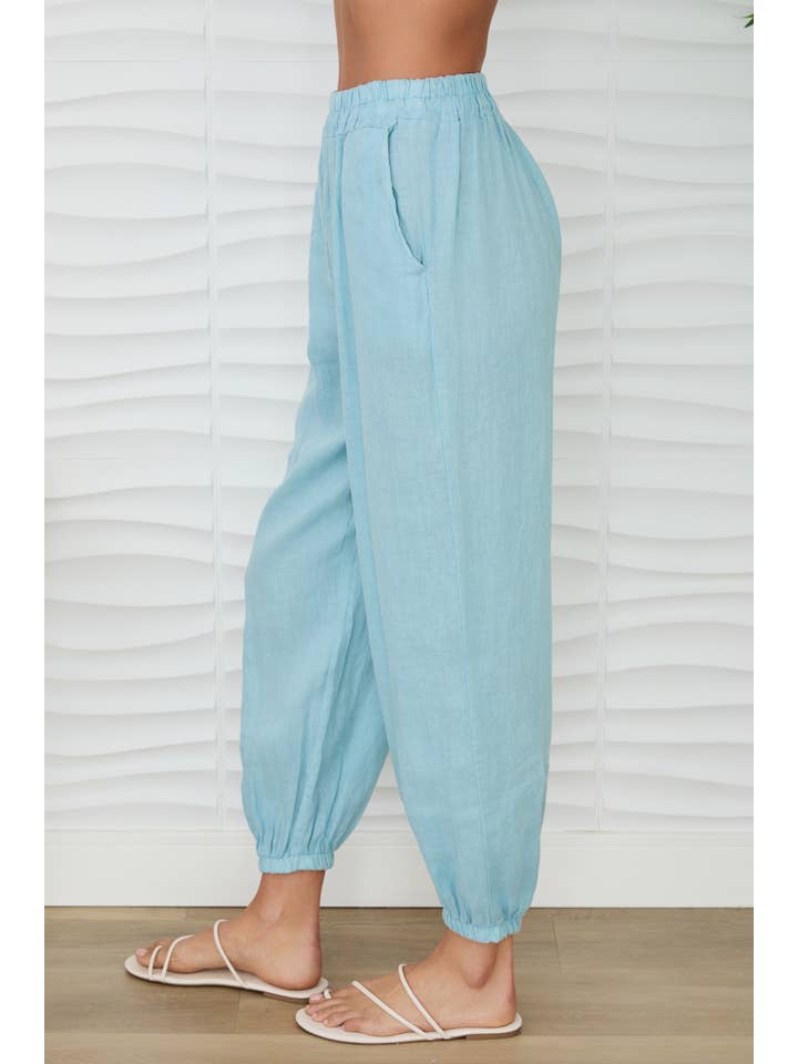 MILIO MILANO - Wholesale Pants - Women's - ELASTIC WAIST LINEN PANTS W/CUFFED ANKLES (707108/7042)