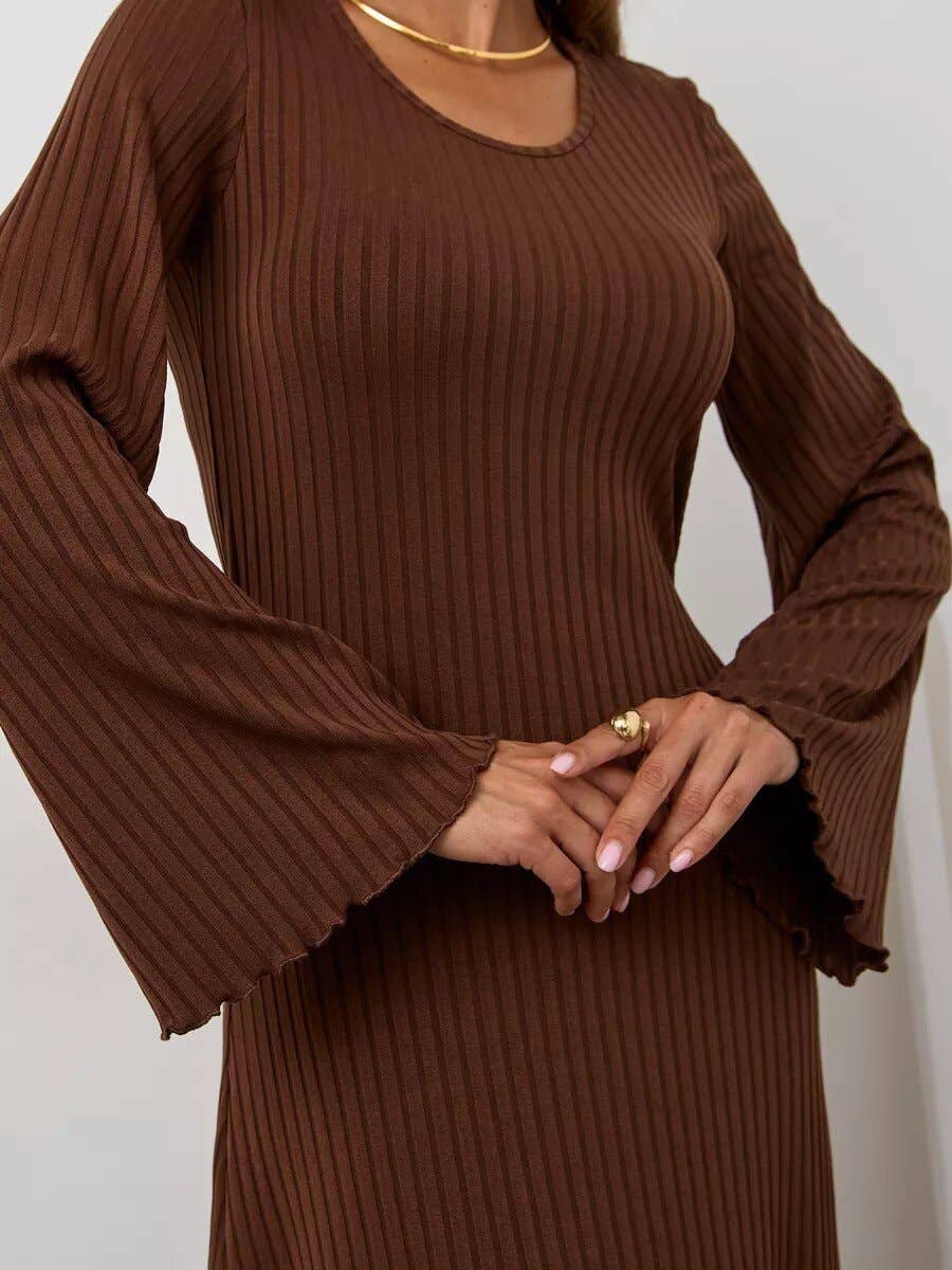 Lily Clothing - Wholesale Dress - Women's - Loose U collar back strap flared sleeve dress6