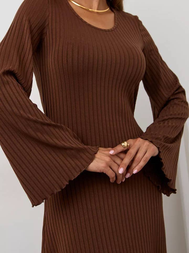 Lily Clothing - Wholesale Dress - Women's - Loose U collar back strap flared sleeve dress6