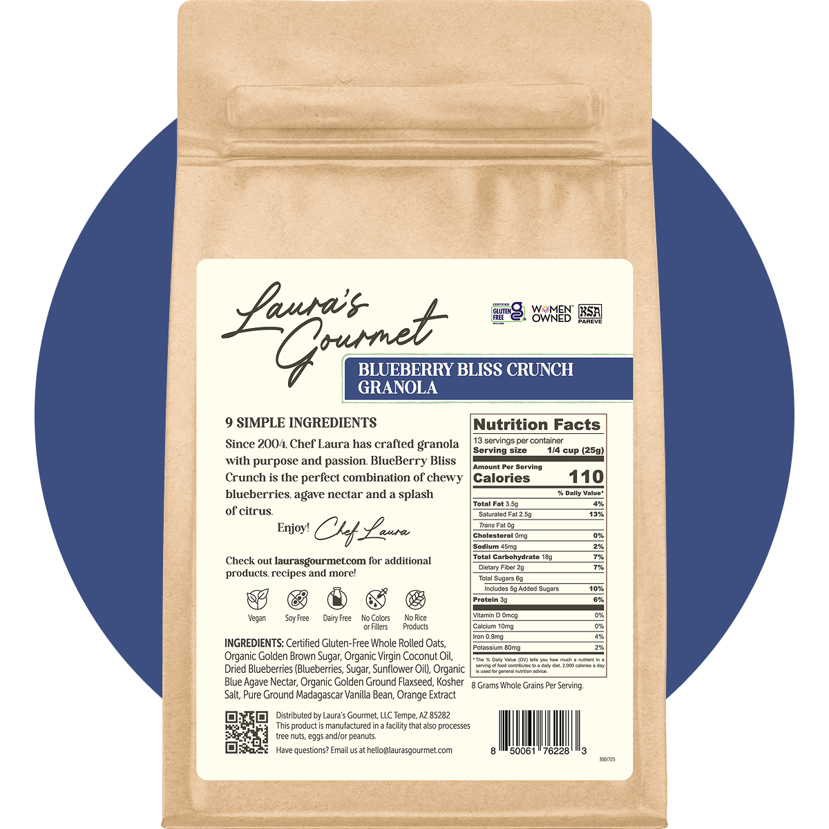 Laura’s Gourmet - Wholesale Granola - Blueberry Bliss Crunch 16 oz Retail Pack, Case of 62