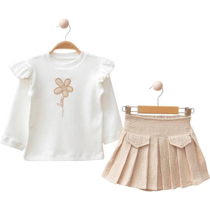 Conjunto de algodón bordado de 2 piezas para niñas para venta al por mayor de Cheeky Nomads