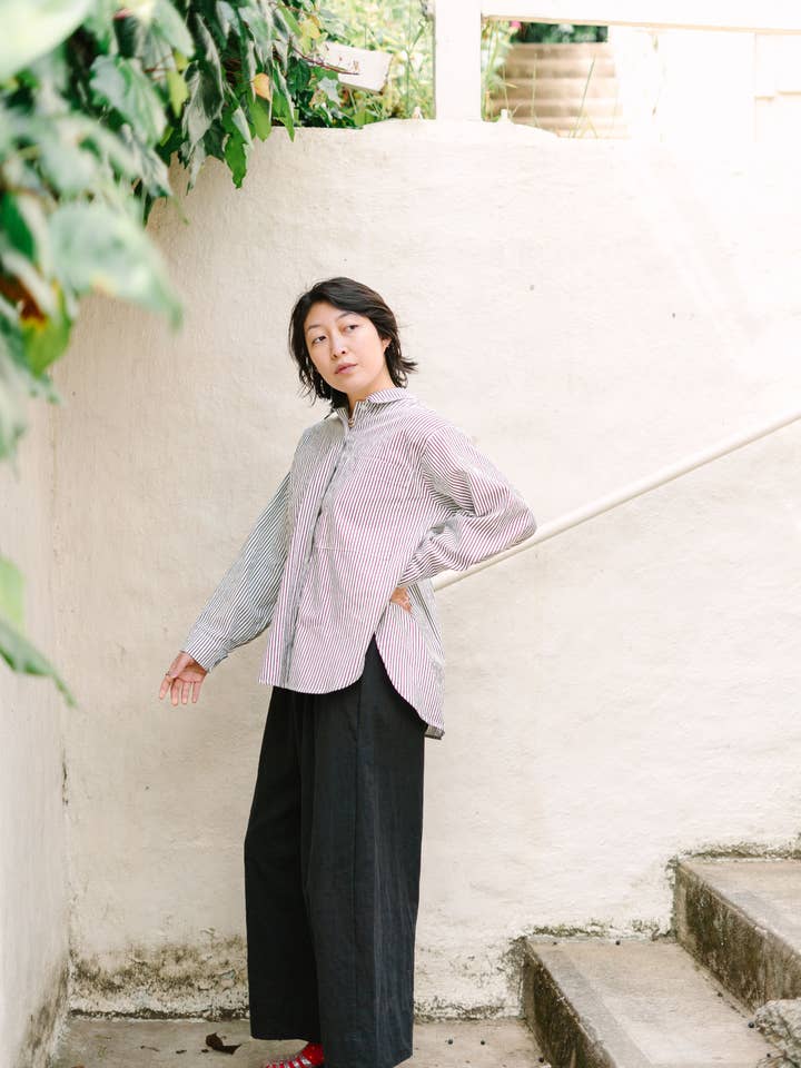 Nettle Studios - Wholesale Button Down Shirt - Unisex - Size Inclusive Plus Size Long Sleeve Button Up Striped Linen14