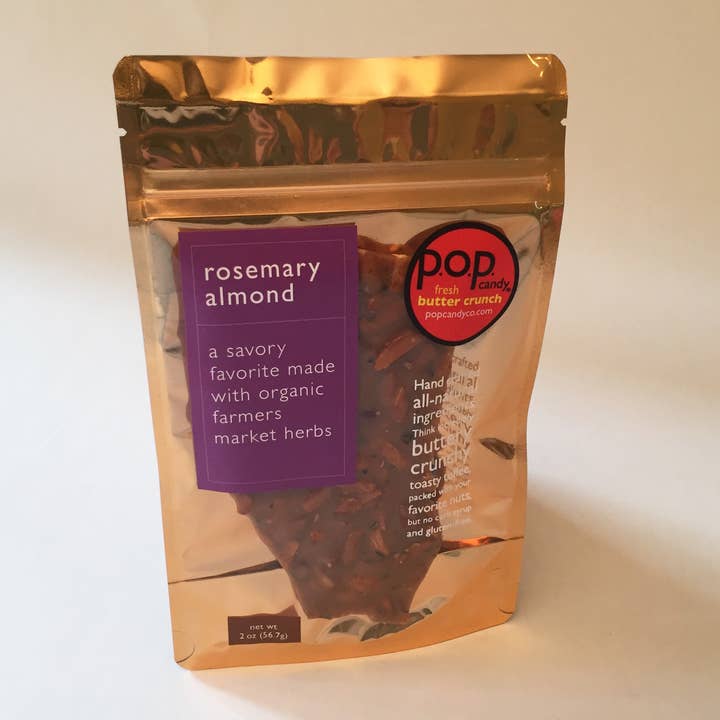 Rosemary Almond Butter Crunch for wholesale by p.o.p. candy co.