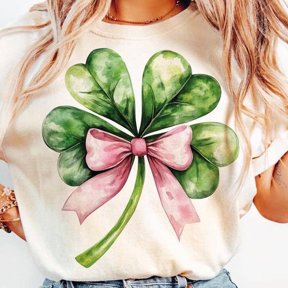 T-Shirt Crewneck St. Patrick’s Day Shamrock Bow – Lucky for wholesale by STRONG N FREE CDN