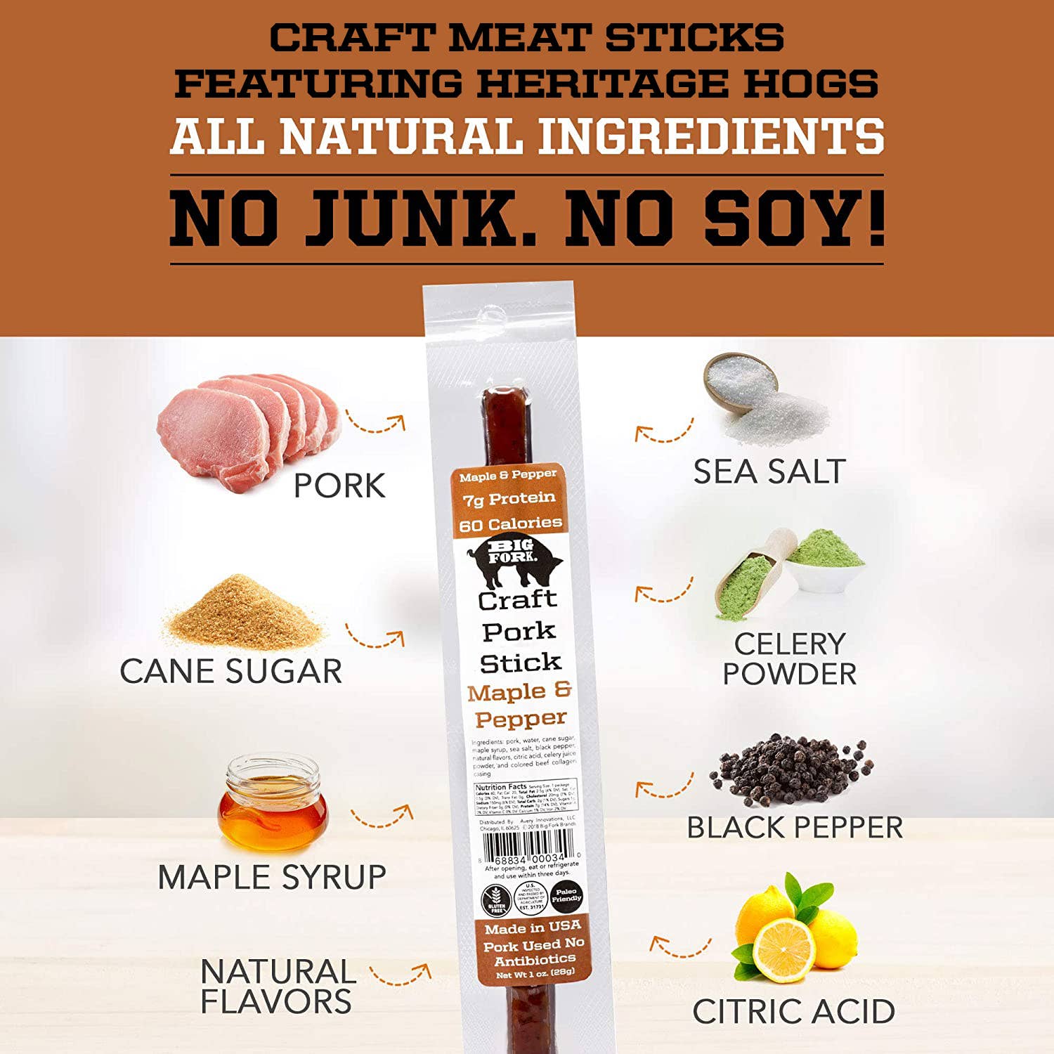 Big Fork – Großhandel Trockenfleisch – Ahorn & Pfeffer Schweine-Snack-Sticks | Keto & Paleo | 0g Zucker9