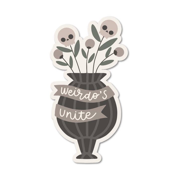 Weirdo's Unite Bouquet of Skulls in Vase Vinyl Sticker for wholesale by Mouthy Broad
