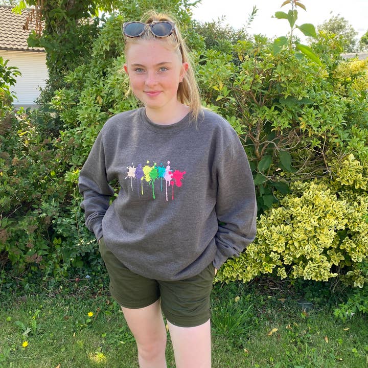 Paint splatter sweatshirt for wholesale by Embroidered Treasures