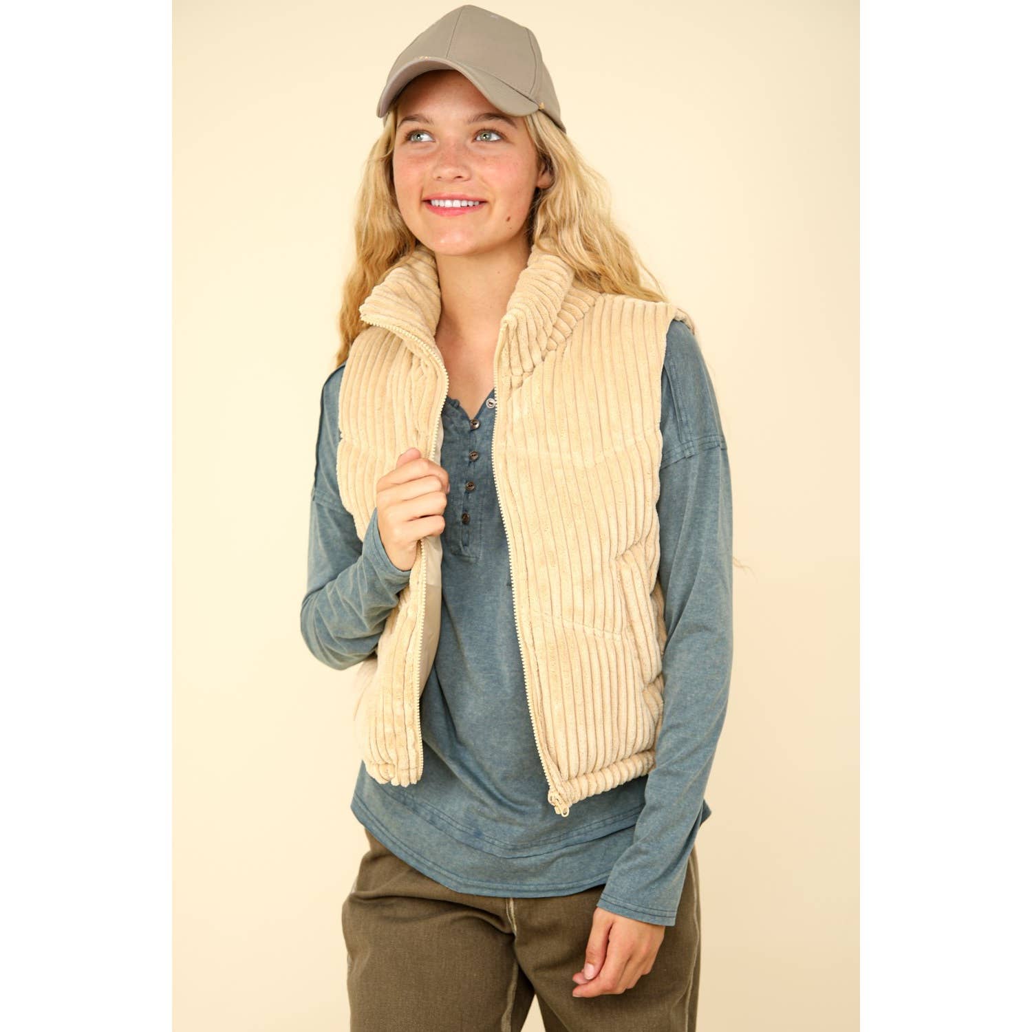 Apolline - Vente Veste sans manches – femme - Doudoune rembourrée en velours côtelé Zig Zag7