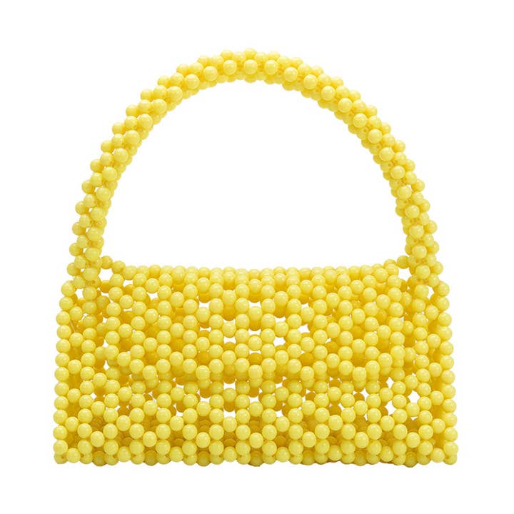 Morgan Yellow Beaded Top Handle Bag for wholesale by Melie Bianco