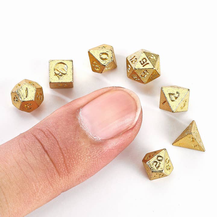 Hymgho Premium Dice - Wholesale Dice - Unseelie Mini Metal RPG Dice Set - Gold1